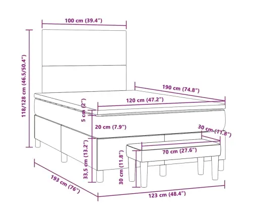 Lova Su Spyruoklėmis Ir Čiužiniu, Pilka, 120X190cm Audinys