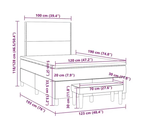 Atsperu Gulta Ar Matraci, Gaiši Pelēka Audums, 120X190 Cm Vidaxl