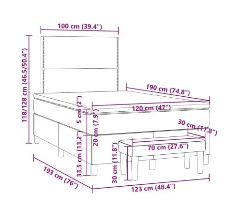 Kontinentaalvoodi Madratsiga, Pruunikashall, 120X190 cm Kangas
