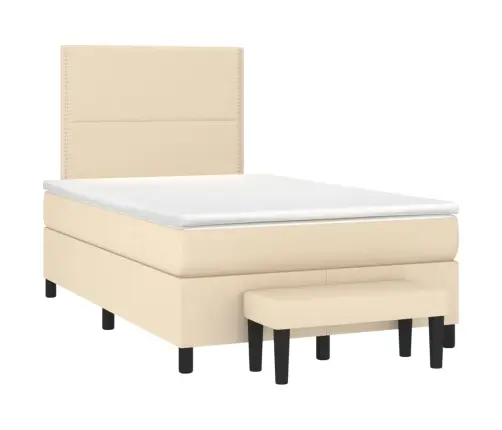 Lova Su Spyruoklėmis Ir Čiužiniu, Kreminė, 120X190cm Audinys