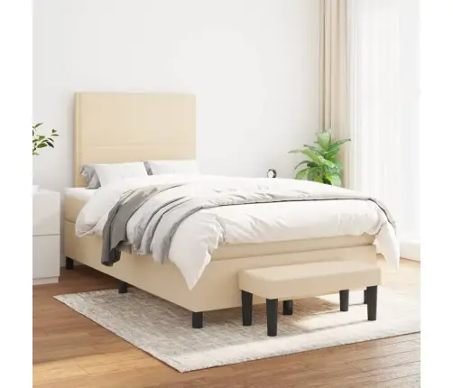 Lova Su Spyruoklėmis Ir Čiužiniu, Kreminė, 120X190cm Audinys