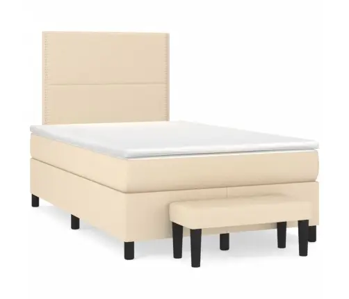 Lova Su Spyruoklėmis Ir Čiužiniu, Kreminė, 120X190cm Audinys