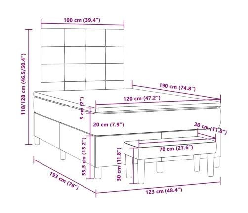 Lova Su Spyruoklėmis Ir Čiužiniu, Pilka, 120X190cm Audinys