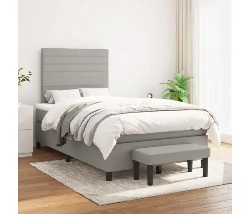 Atsperu Gulta Ar Matraci, Gaiši Pelēka Audums, 120X190 Cm Vidaxl