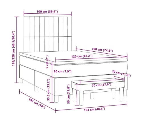Lova Su Spyruoklėmis Ir Čiužiniu, Pilka, 120X190cm Audinys