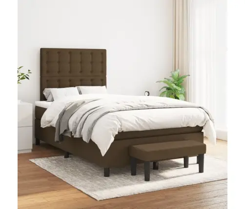 Atsperu Gulta Ar Matraci, Tumši Brūns Audums, 120X190 Cm Vidaxl