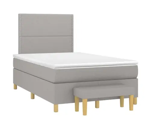 Atsperu Gulta Ar Matraci, Gaiši Pelēka Audums, 120X190 Cm Vidaxl