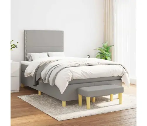 Atsperu Gulta Ar Matraci, Gaiši Pelēka Audums, 120X190 Cm Vidaxl