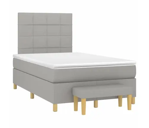 Atsperu Gulta Ar Matraci, Gaiši Pelēka Audums, 120X190 Cm Vidaxl