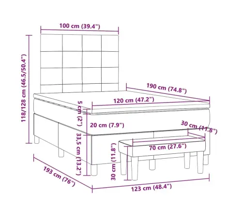Lova Su Spyruoklėmis Ir Čiužiniu, Juoda, 120X190cm Audinys