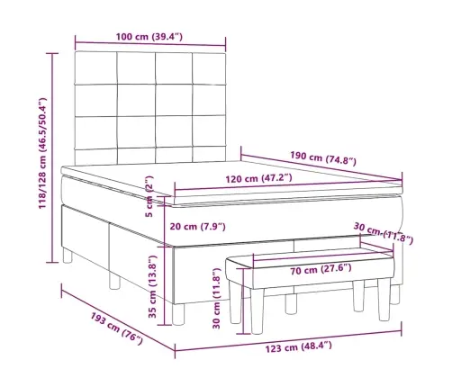 Lova Su Spyruoklėmis Ir Čiužiniu, Taupe, 120X190cm Audinys