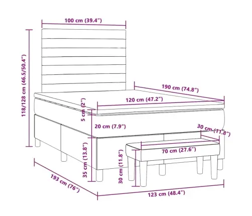 Atsperu Gulta Ar Matraci, Tumši Brūns Audums, 120X190 Cm Vidaxl