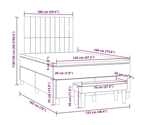 Atsperu Gulta Ar Matraci, Tumši Brūns Audums, 120X190 Cm Vidaxl