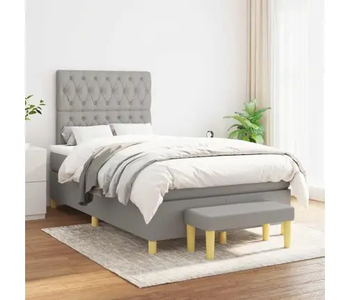 Atsperu Gulta Ar Matraci, Gaiši Pelēka Audums, 120X190 Cm Vidaxl