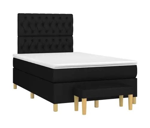 Atsperu Gulta Ar Matraci, Melns Audums, 120X190 Cm Vidaxl