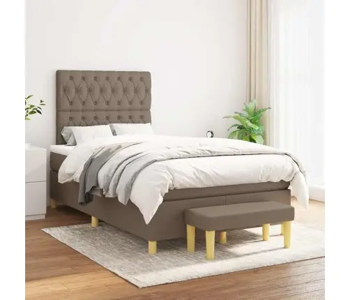 Atsperu Gulta Ar Matraci, Pelēkbrūns Audums, 120X190 Cm Vidaxl