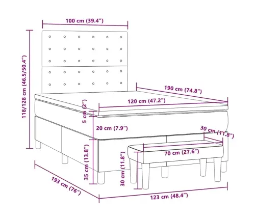 Kontinentaalvoodi Madratsiga, Tumehall, 120 X 190 cm Kangas Kontinentaalvoodi Madratsiga, Tumehall, 120 X 190 cm Kangas