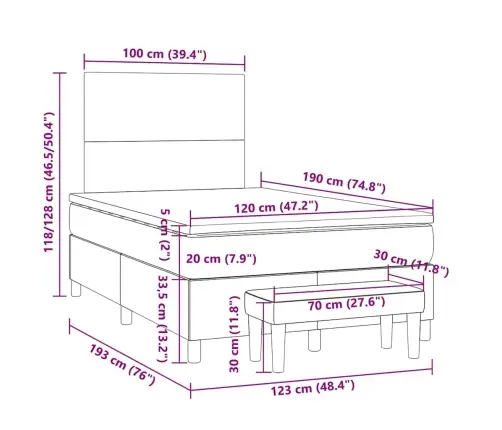 Atsperu Gulta Ar Matraci, Melna, 120X190 Cm, Mākslīgā Āda Vidaxl