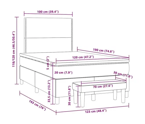 Atsperu Gulta Ar Matraci, Melns Samts, 120X190 Cm Vidaxl