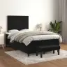 Atsperu Gulta Ar Matraci, Melns Samts, 120X190 Cm Vidaxl