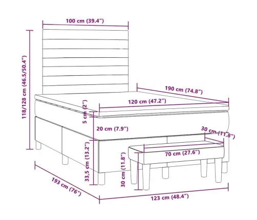 Atsperu Gulta Ar Matraci, Rozā Samts, 120X190 Cm Vidaxl