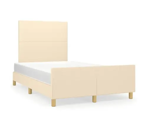 Gultas Rāmis Bez Matrača Krēmkrāsas 120X190 Cm Audums Vidaxl