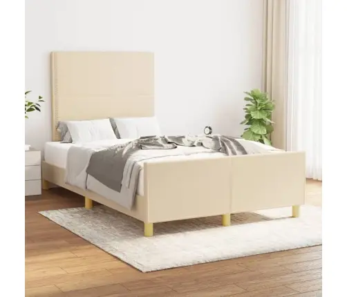 Gultas Rāmis Bez Matrača Krēmkrāsas 120X190 Cm Audums Vidaxl