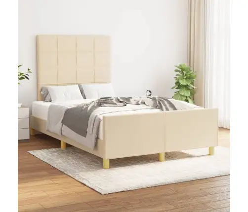 Gultas Rāmis Bez Matrača Krēmkrāsas 120X190 Cm Audums Vidaxl