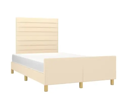Gultas Rāmis Bez Matrača Krēmkrāsas 120X190 Cm Audums Vidaxl