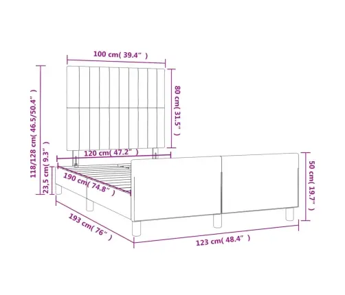 Gultas Rāmis Bez Matrača Gaiši Pelēks 120X190 Cm Audums Vidaxl