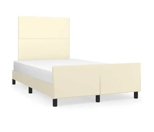 Gultas Rāmis Bez Matrača, Krēmkrāsas, 120X190 Cm, Mākslīgā Āda Vidaxl