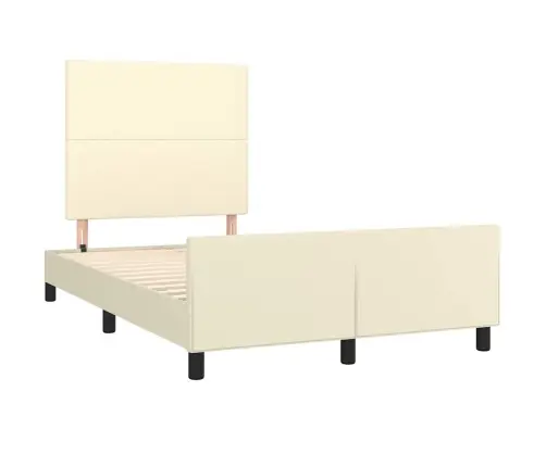 Gultas Rāmis Bez Matrača, Krēmkrāsas, 120X190 Cm, Mākslīgā Āda Vidaxl