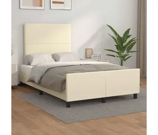 Gultas Rāmis Bez Matrača, Krēmkrāsas, 120X190 Cm, Mākslīgā Āda Vidaxl