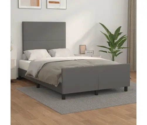 Gultas Rāmis Bez Matrača Pelēks 120X190 Cm Mākslīgā Āda Vidaxl