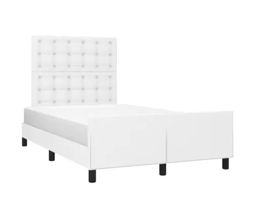 Gultas Rāmis Bez Matrača Balts 120X190 Cm Mākslīgā Āda Vidaxl