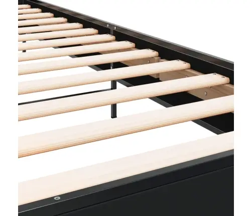 Lovos Rėmas, Juodas, 90X200cm Apdirbta Mediena Ir Metalas