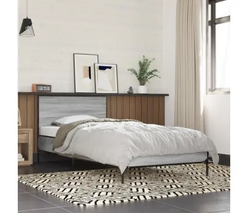 Voodiraam, Hall Sonoma Tamm, 100 X 200 cm Tehispuit Ja Metall