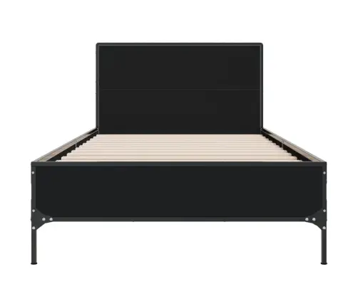 Voodiraam, Must, 75 X 190 cm Tehispuit Ja Metall