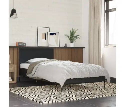 Voodiraam, Must, 75 X 190 cm Tehispuit Ja Metall