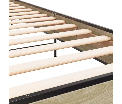 Gultas Rāmis, Ozola Krāsā, 75X190 Cm, Inženierijas Koks, Metāls Vidaxl