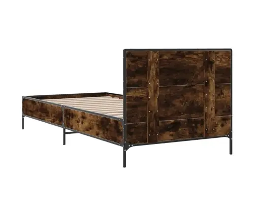 Gultas Rāmis, Ozola Krāsā, 75X190 Cm, Inženierijas Koks, Metāls Vidaxl