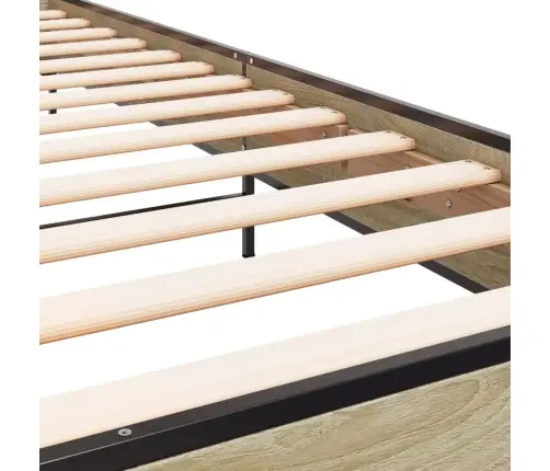 Gultas Rāmis, Ozola Krāsā, 90X190 Cm, Inženierijas Koks, Metāls Vidaxl
