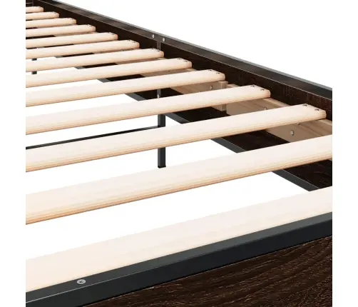 Voodiraam, Pruun Tamm, 90 X 190 cm Tehispuit Ja Metall