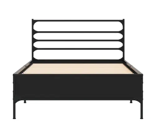Gultas Rāmis, Melns, 90X200 Cm, Inženierijas Koks, Metāls Vidaxl