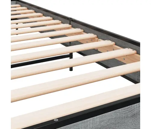 Voodiraam, Hall Sonoma Tamm, 90 X 200 cm Tehispuit Ja Metall