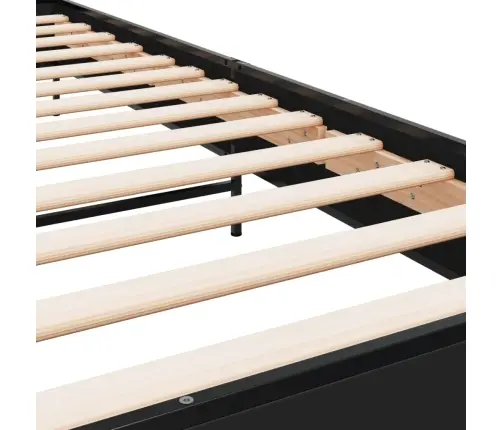 Gultas Rāmis, Melns, 100X200 Cm, Inženierijas Koks, Metāls Vidaxl