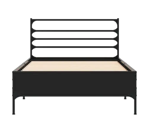 Voodiraam, Must, 75 X 190 cm Tehispuit Ja Metall