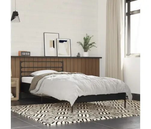 Voodiraam, Must, 75 X 190 cm Tehispuit Ja Metall