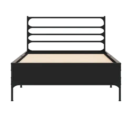 Lovos Rėmas, Juodas, 90X190cm Apdirbta Mediena Ir Metalas