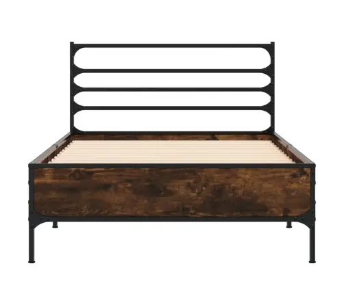 Gultas Rāmis, Ozola Krāsā, 90X190 Cm, Inženierijas Koks, Metāls Vidaxl